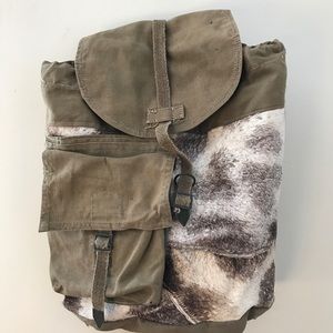 COWHIDE GIRAFFE CANVAS ARMY BACKPACK CUSTOM